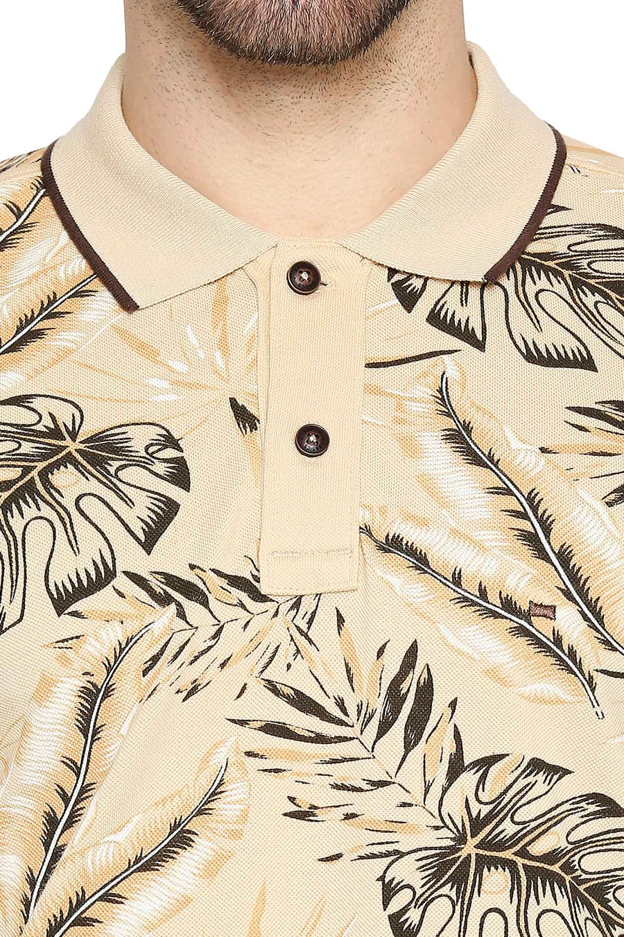 BASICS MUSCLE FIT SEMOLINA PRINTED POLO T-SHIRT