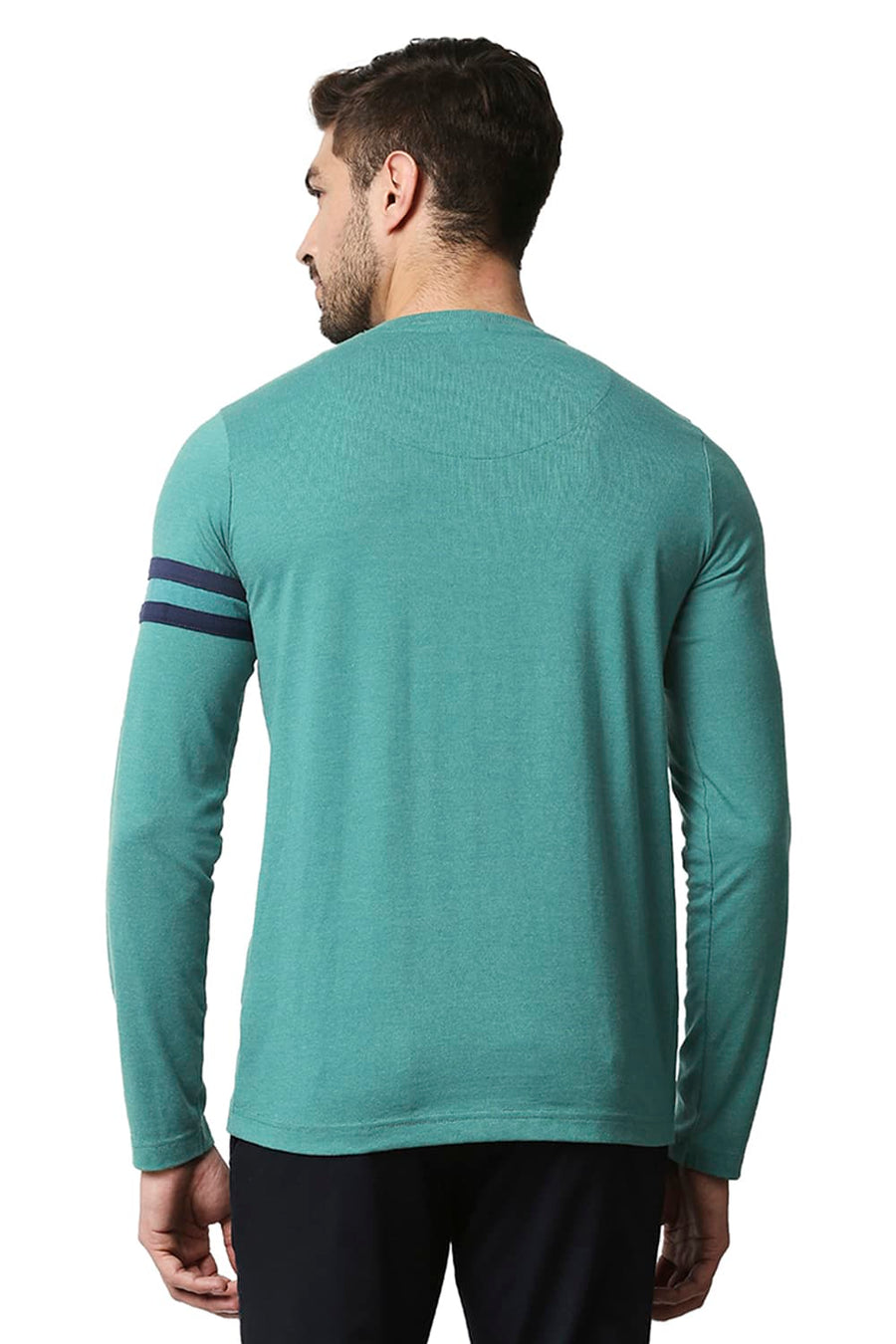 BASICS MUSCLE FIT ALPINE GREEN HEATHER HENLEY T-SHIRT