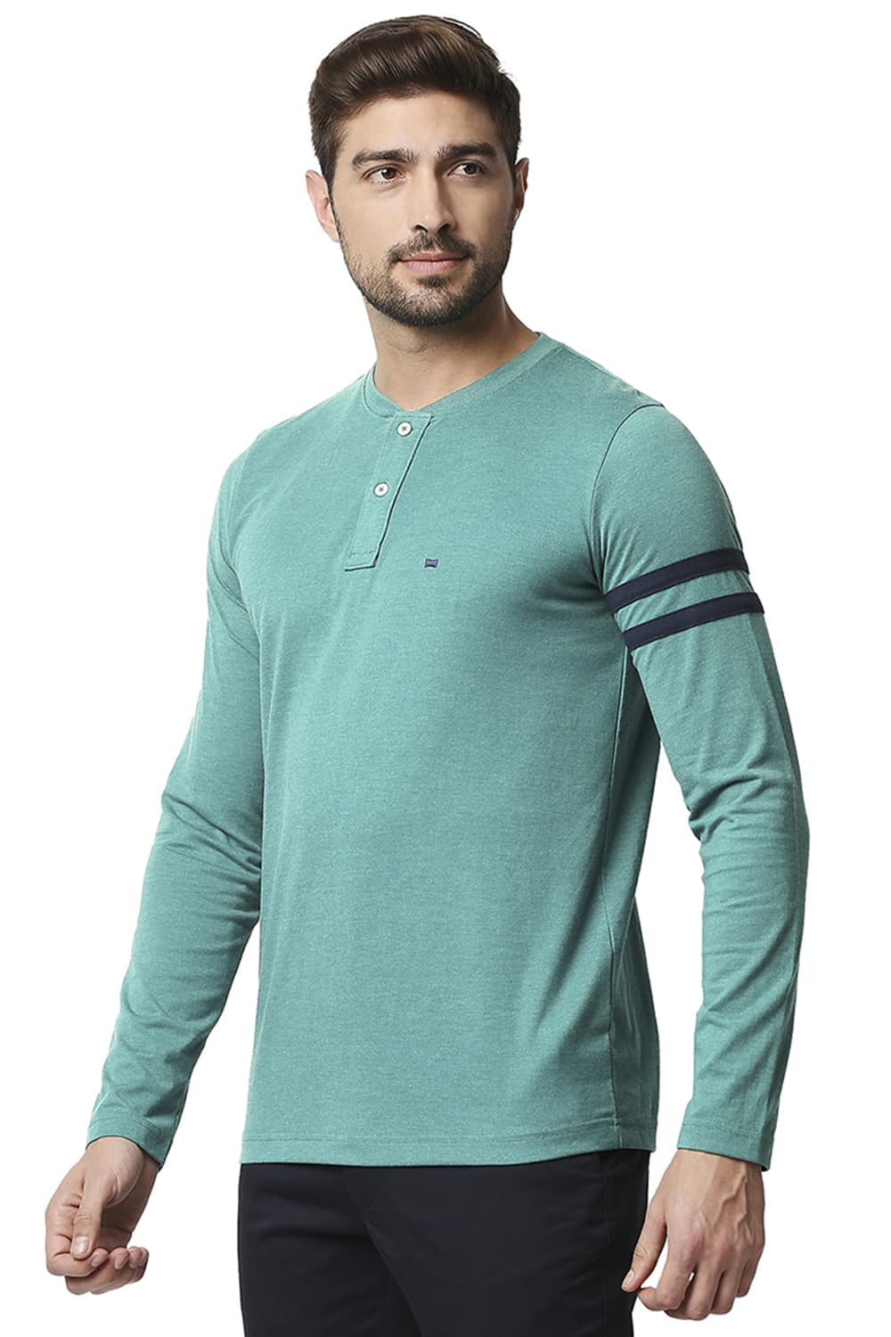 BASICS MUSCLE FIT HENLEY T-SHIRT