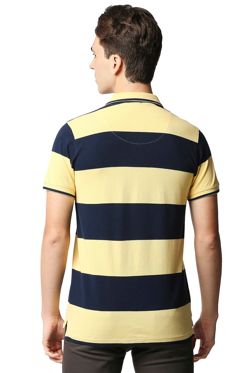 BASICS MUSCLE FIT STRIPE POLO STRIPES T-SHIRT