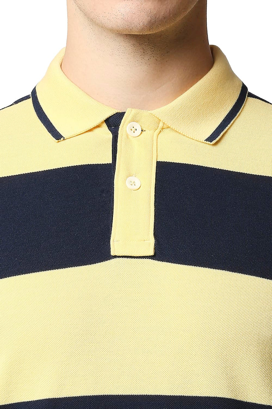 BASICS MUSCLE FIT SUNSHINE STRIPE POLO STRIPES T-SHIRT