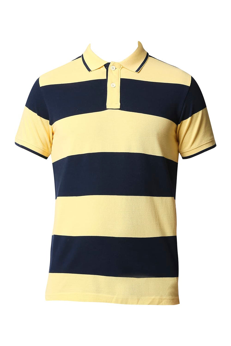 BASICS MUSCLE FIT STRIPE POLO STRIPES T-SHIRT