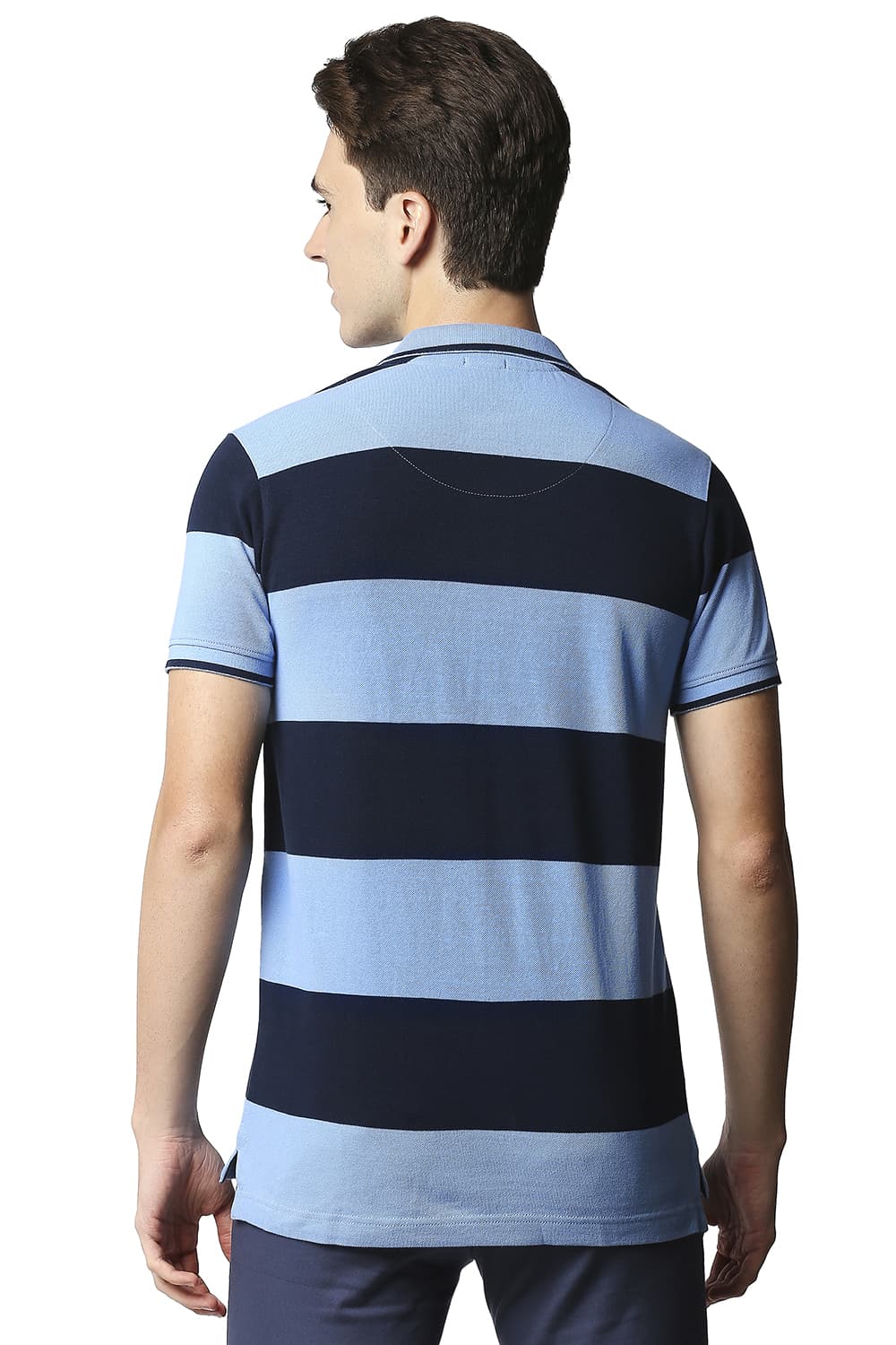 BASICS MUSCLE FIT STRIPE POLO STRIPES T-SHIRT