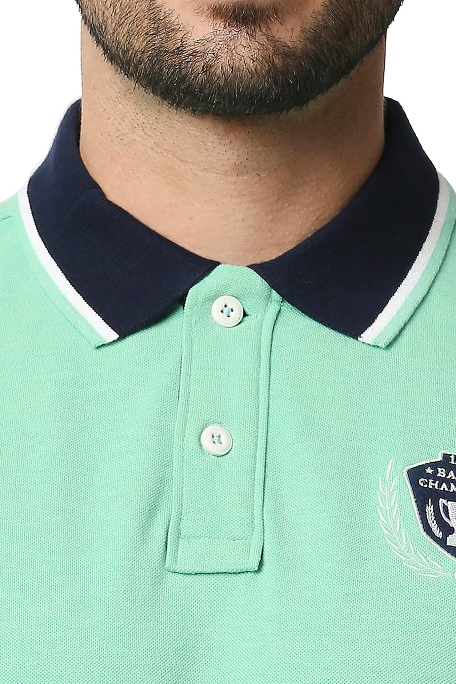 BASICS MUSCLE FIT AGUA GREEN HEATHER POLO T-SHIRT