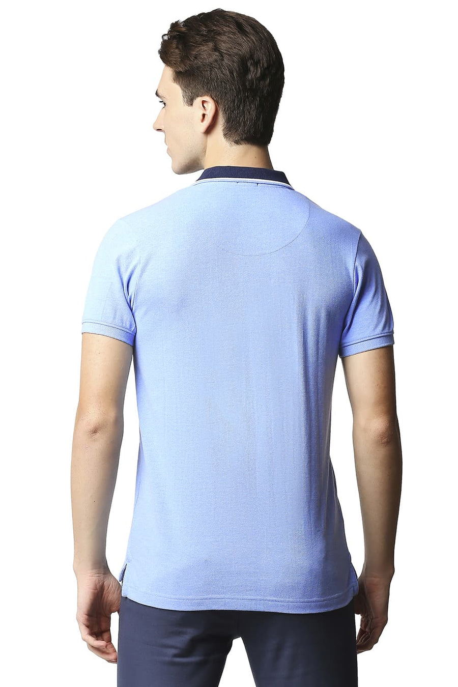 BASICS MUSCLE FIT BONNIE BLUE HEATHER POLO T-SHIRT