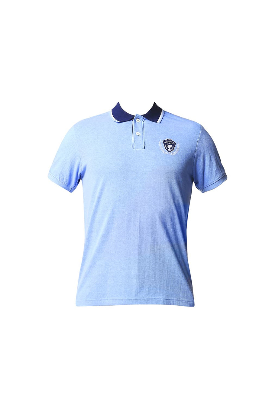 BASICS MUSCLE FIT BONNIE BLUE HEATHER POLO T-SHIRT