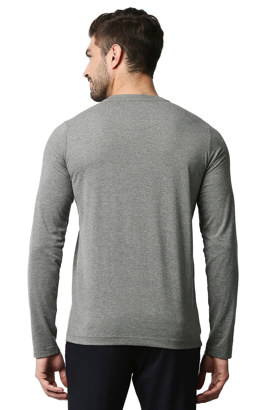 BASICS MUSCLE FIT PEWTER HEATHER CREW NECK T-SHIRT