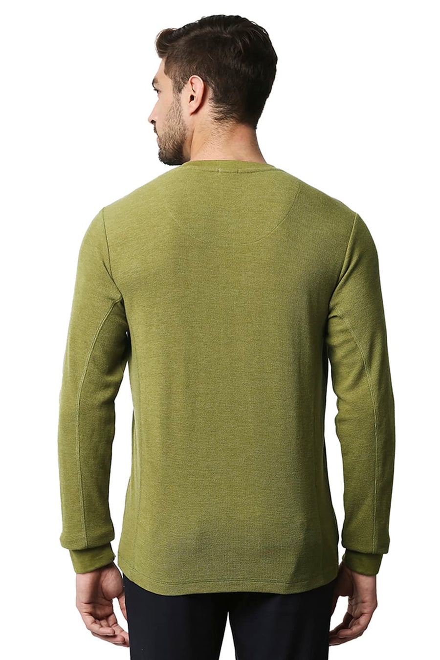 BASICS MUSCLE FIT AVOCADO HEATHER HENLEY T-SHIRT