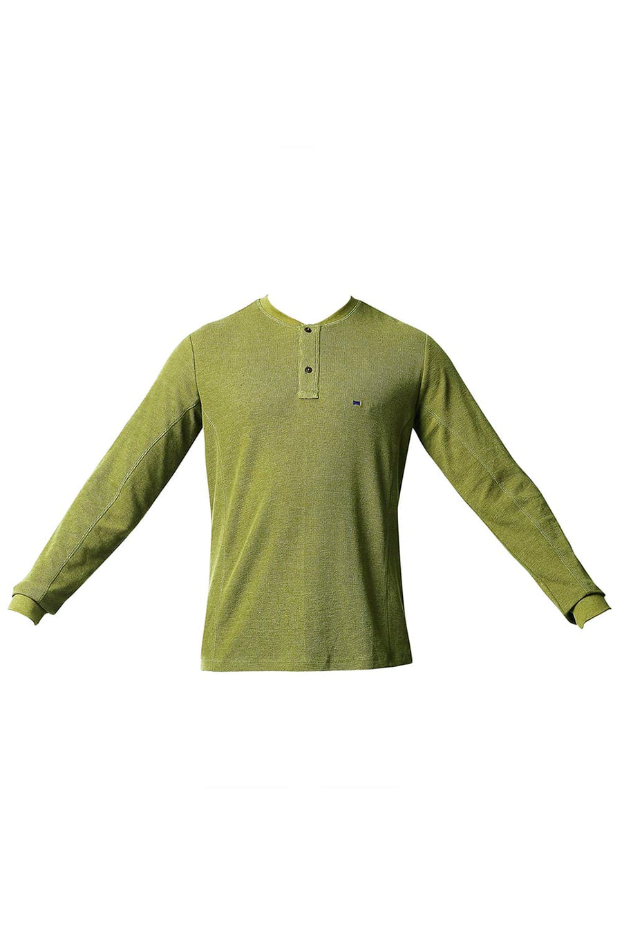 BASICS MUSCLE FIT AVOCADO HEATHER HENLEY T-SHIRT