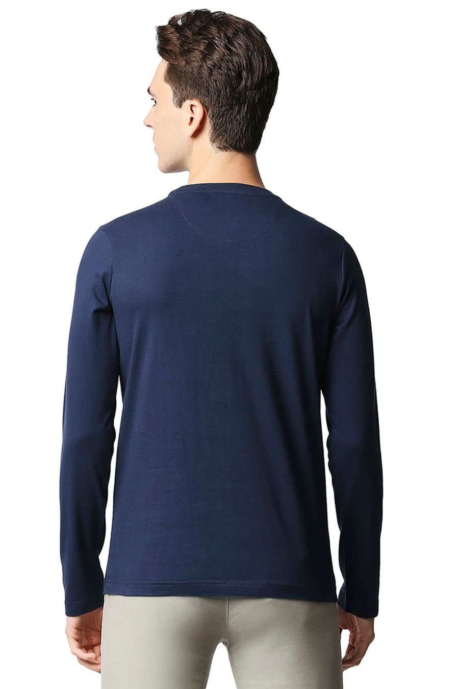 BASICS MUSCLE FIT DRESS BLUE CREW NECK T-SHIRT