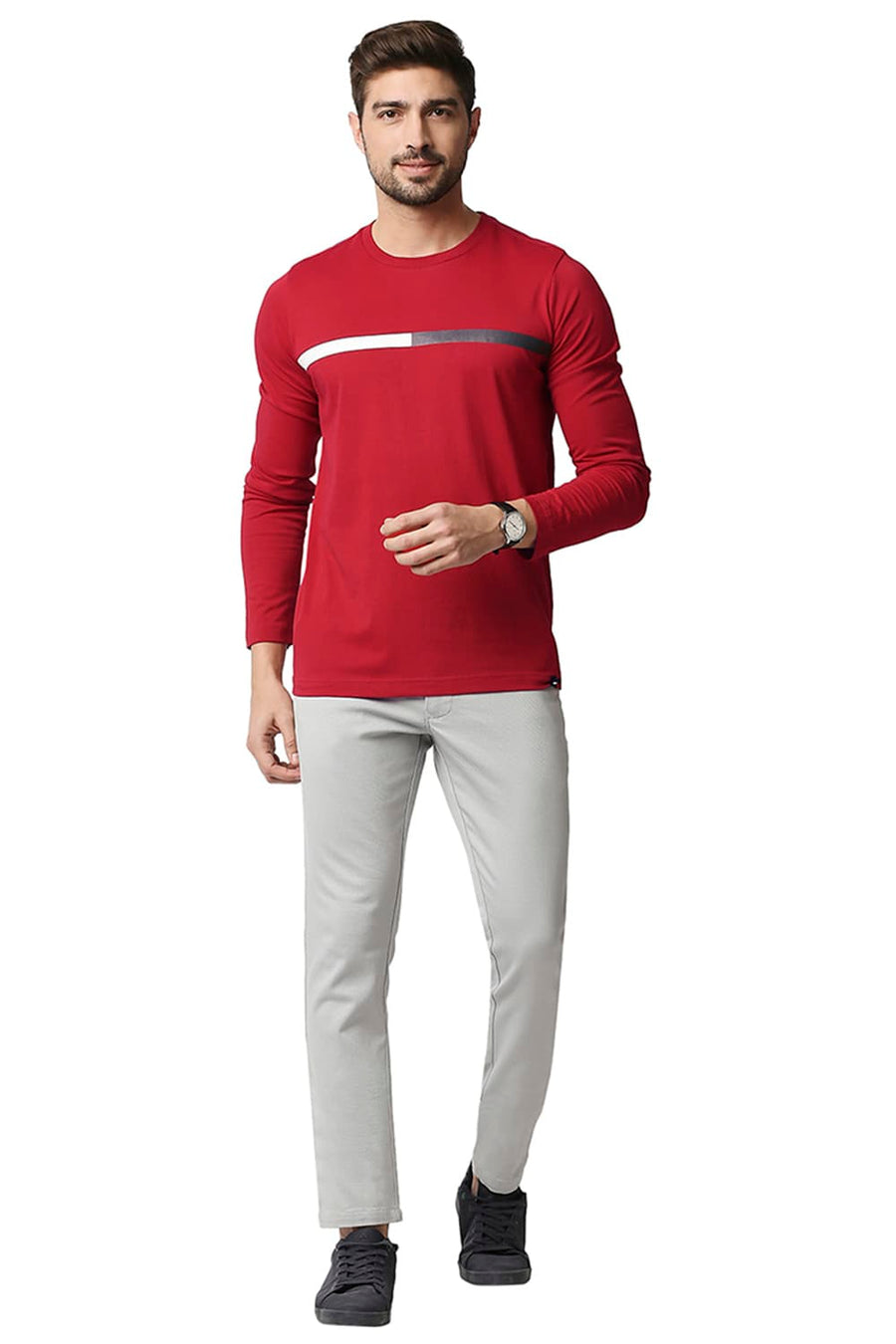 BASICS MUSCLE FIT CHILLI PEPPER CREW NECK T-SHIRT