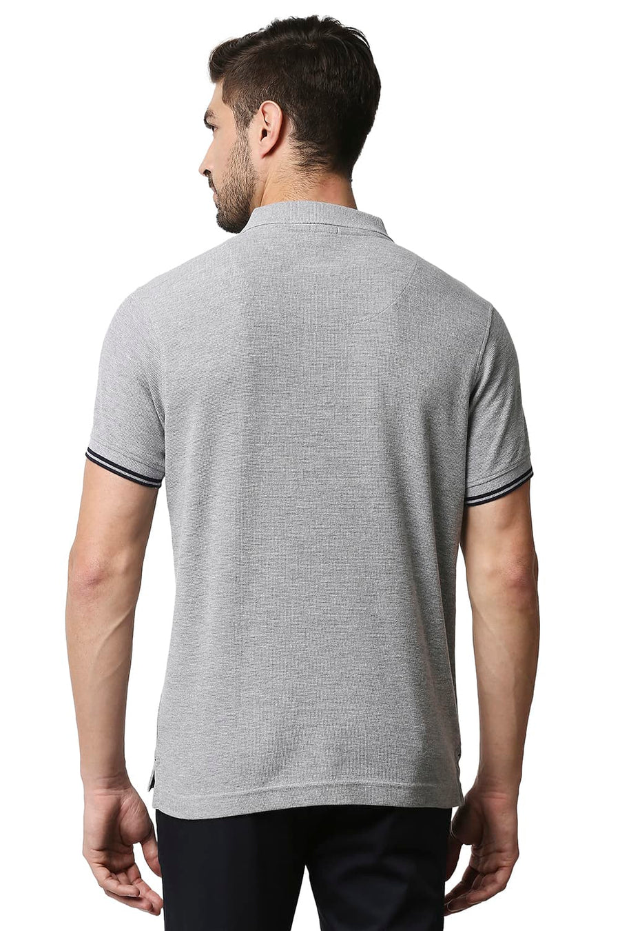BASICS MUSCLE FIT HEATHER GREY POLO T-SHIRT