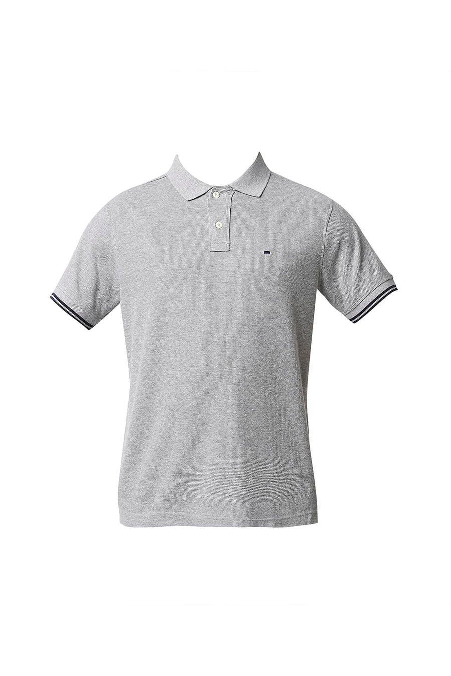 BASICS MUSCLE FIT HEATHER GREY POLO T-SHIRT