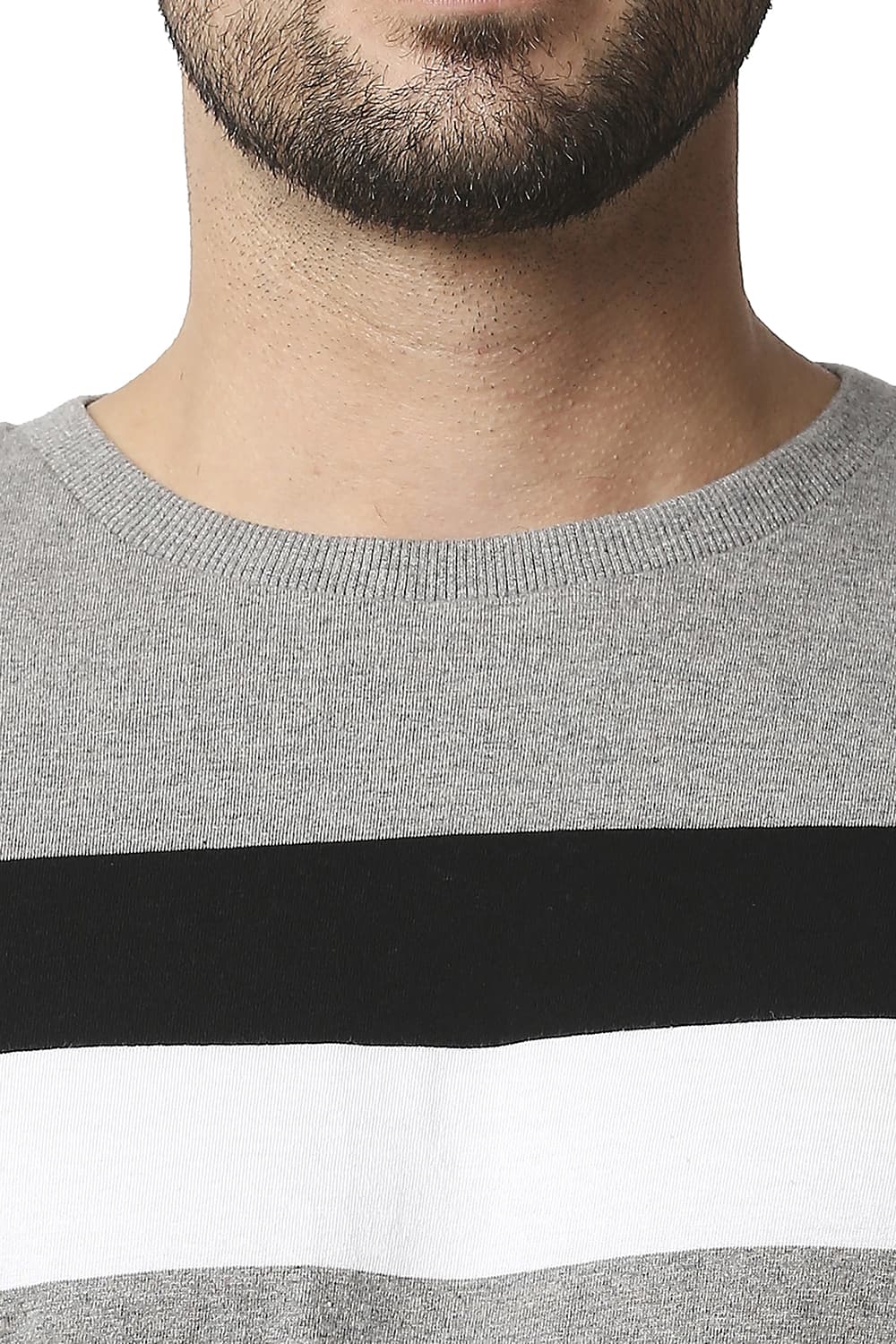 BASICS MUSCLE FIT STRIPE CREW NECK T-SHIRT