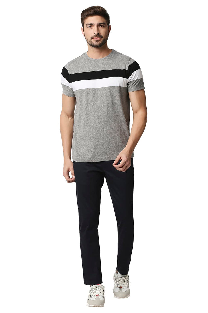 BASICS MUSCLE FIT STRIPE CREW NECK T-SHIRT