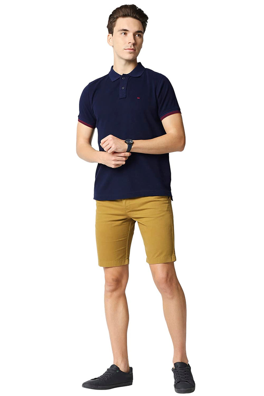 BASICS MUSCLE FIT DRESS BLUE POLO T-SHIRT