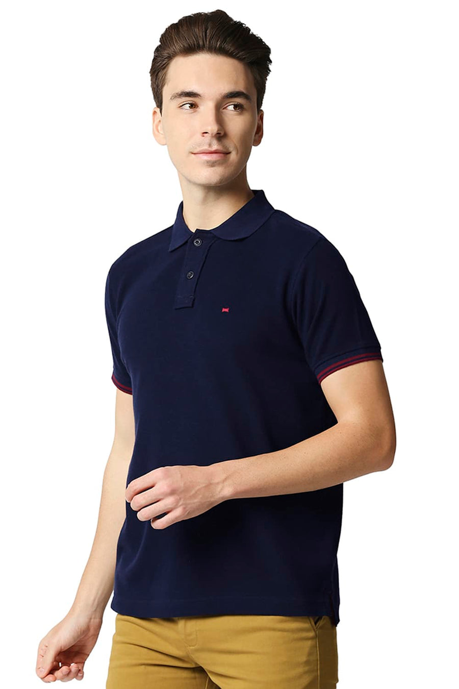 BASICS MUSCLE FIT DRESS BLUE POLO T-SHIRT