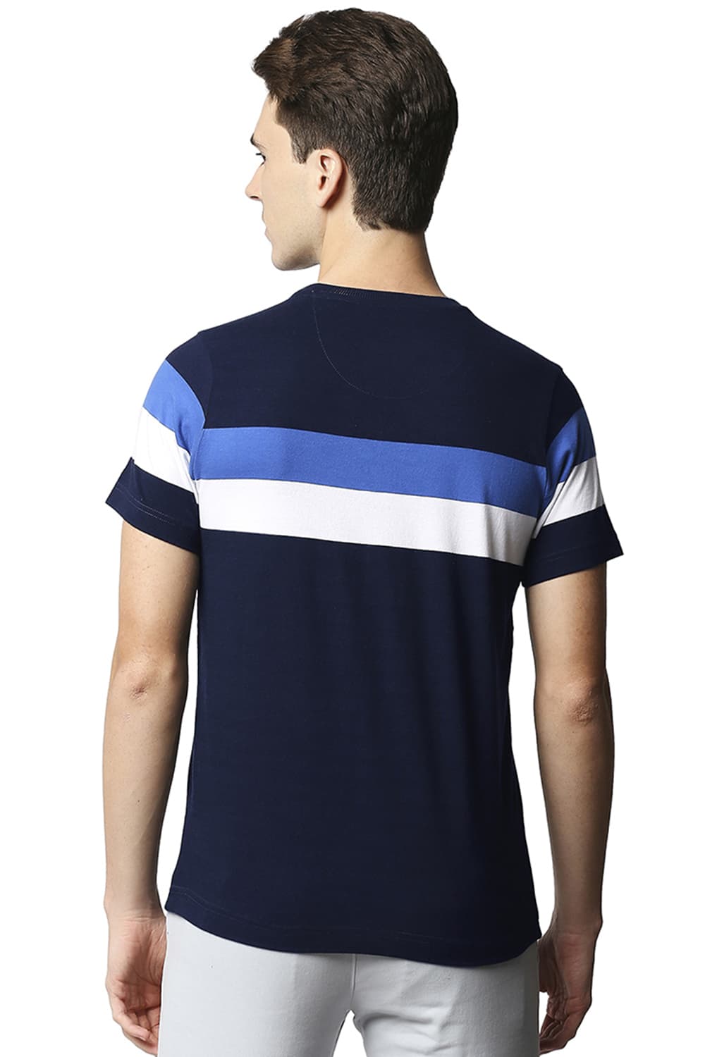 BASICS MUSCLE FIT STRIPE CREW NECK T-SHIRT