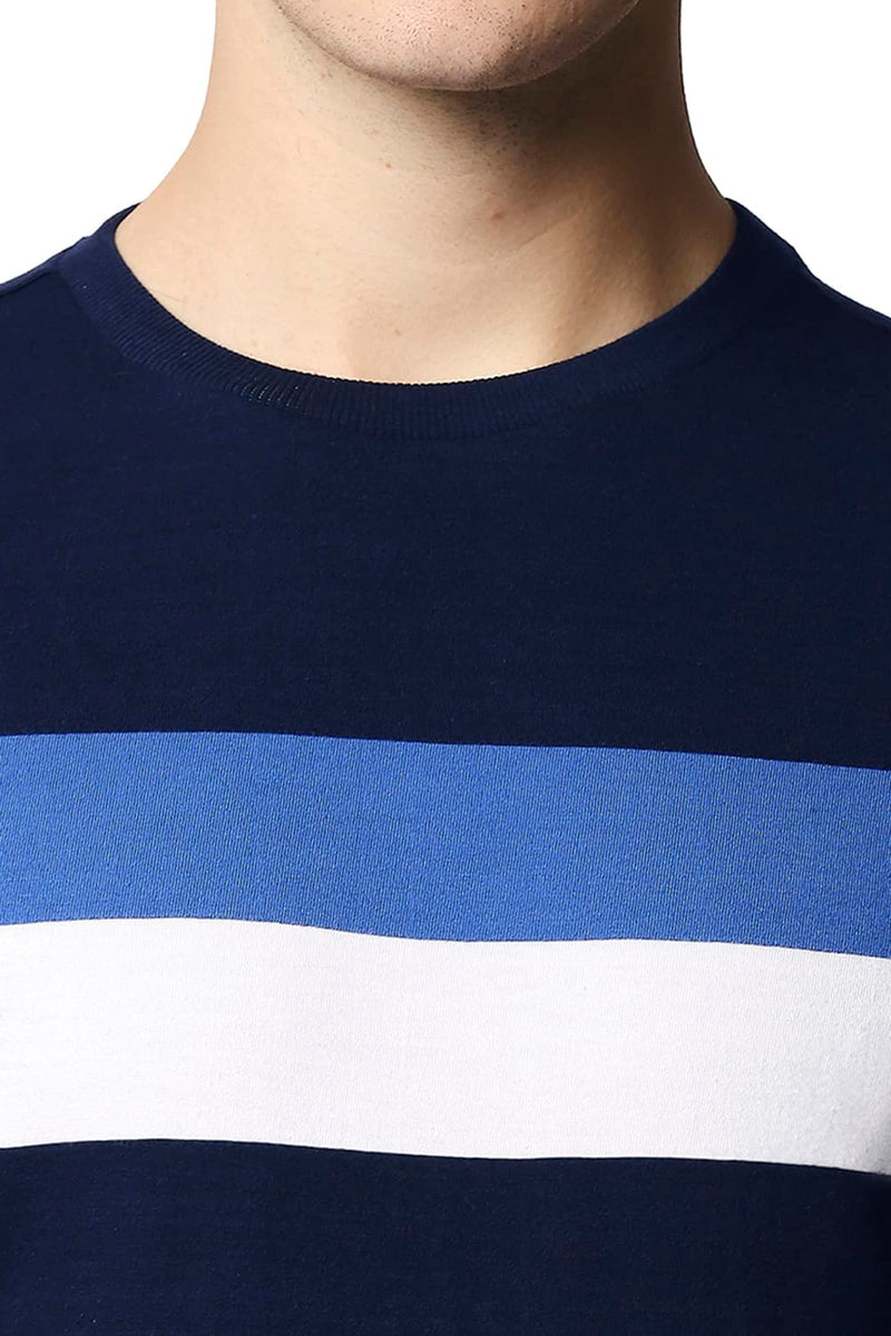 BASICS MUSCLE FIT STRIPE CREW NECK T-SHIRT