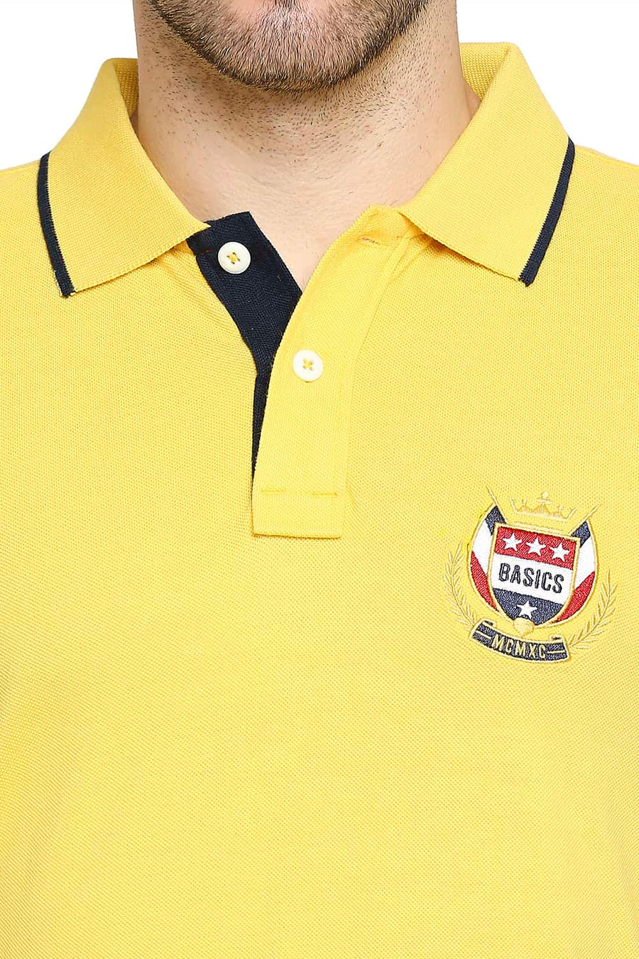 BASICS MUSCLE FIT HABANERO GOLD POLO T-SHIRT