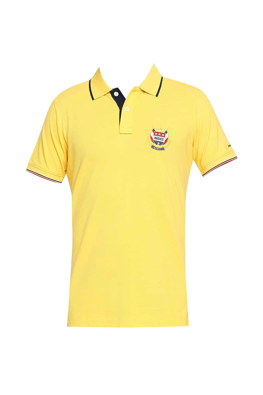 BASICS MUSCLE FIT HABANERO GOLD POLO T-SHIRT