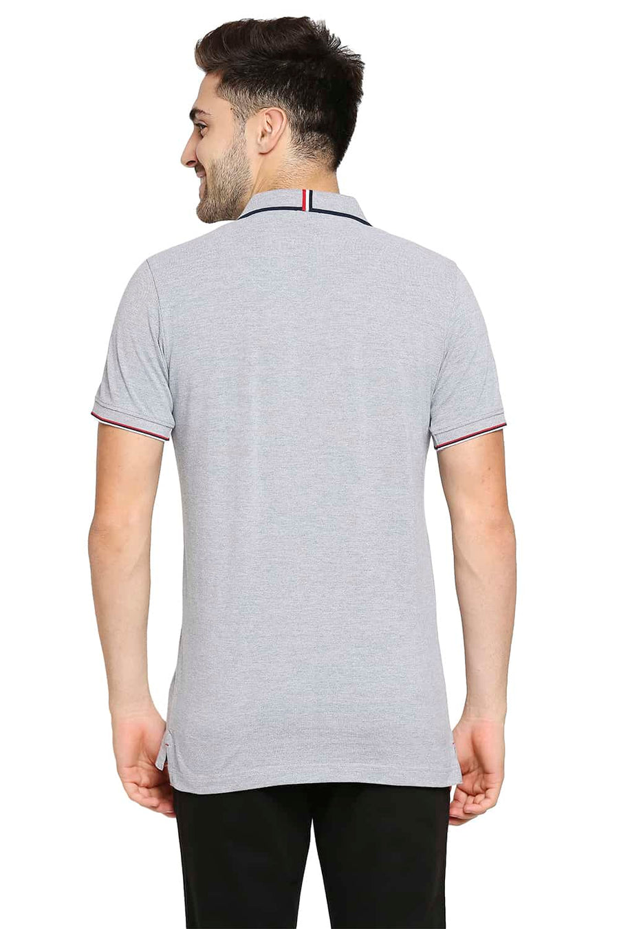 BASICS MUSCLE FIT GREY STEEL HEATHER POLO T-SHIRT