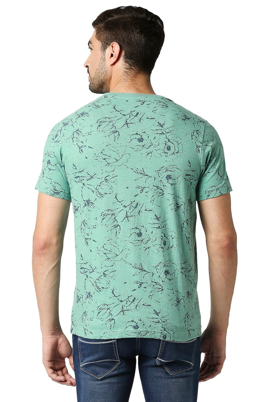BASICS MUSCLE FIT BERYL GREEN CREW T-SHIRT