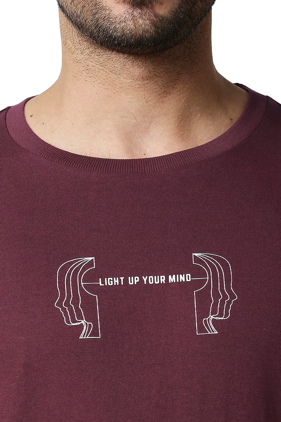 BASICS MUSCLE FIT MAROON BANNER CREW T-SHIRT