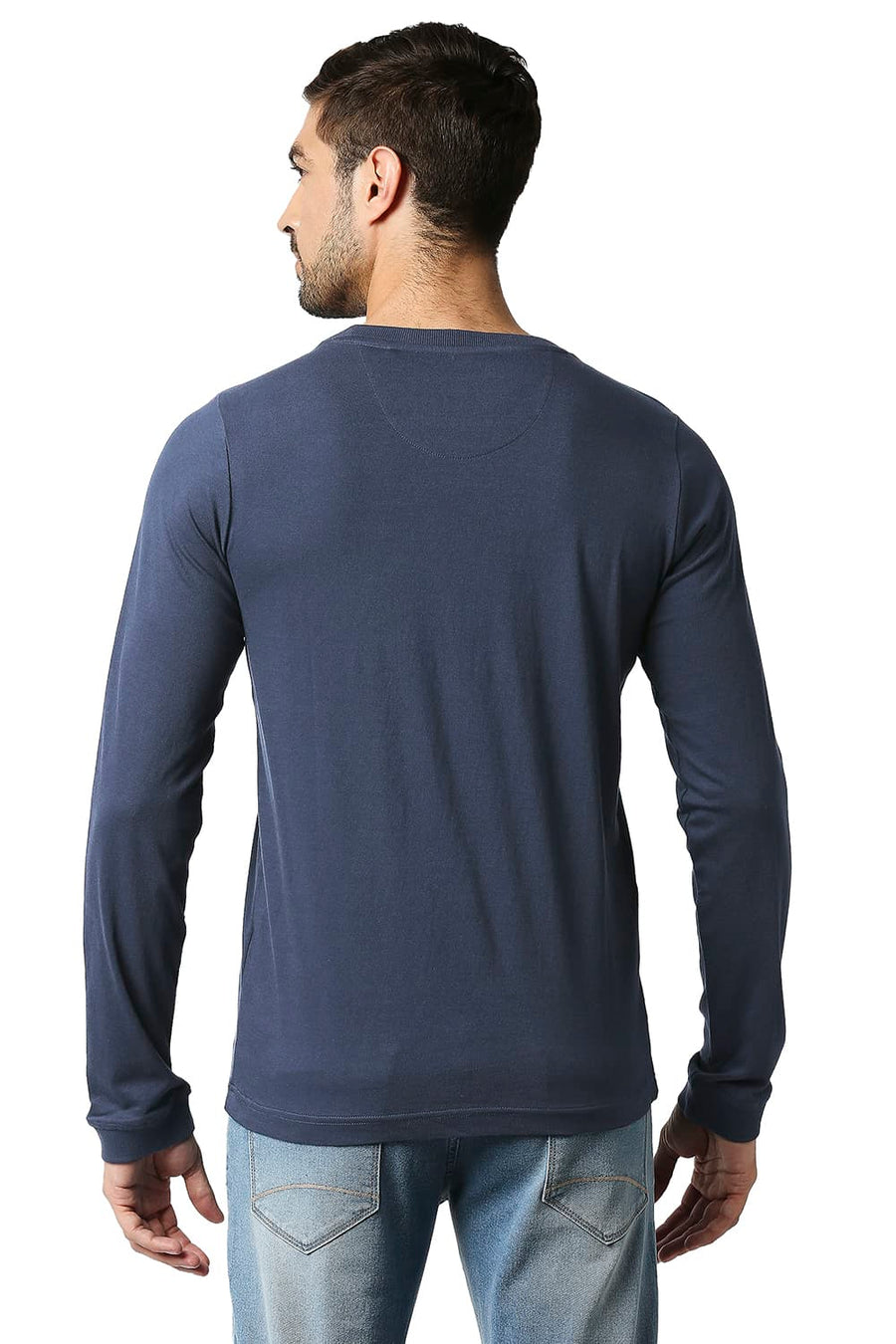 BASICS MUSCLE FIT MOOD INDIGO CREW T-SHIRT