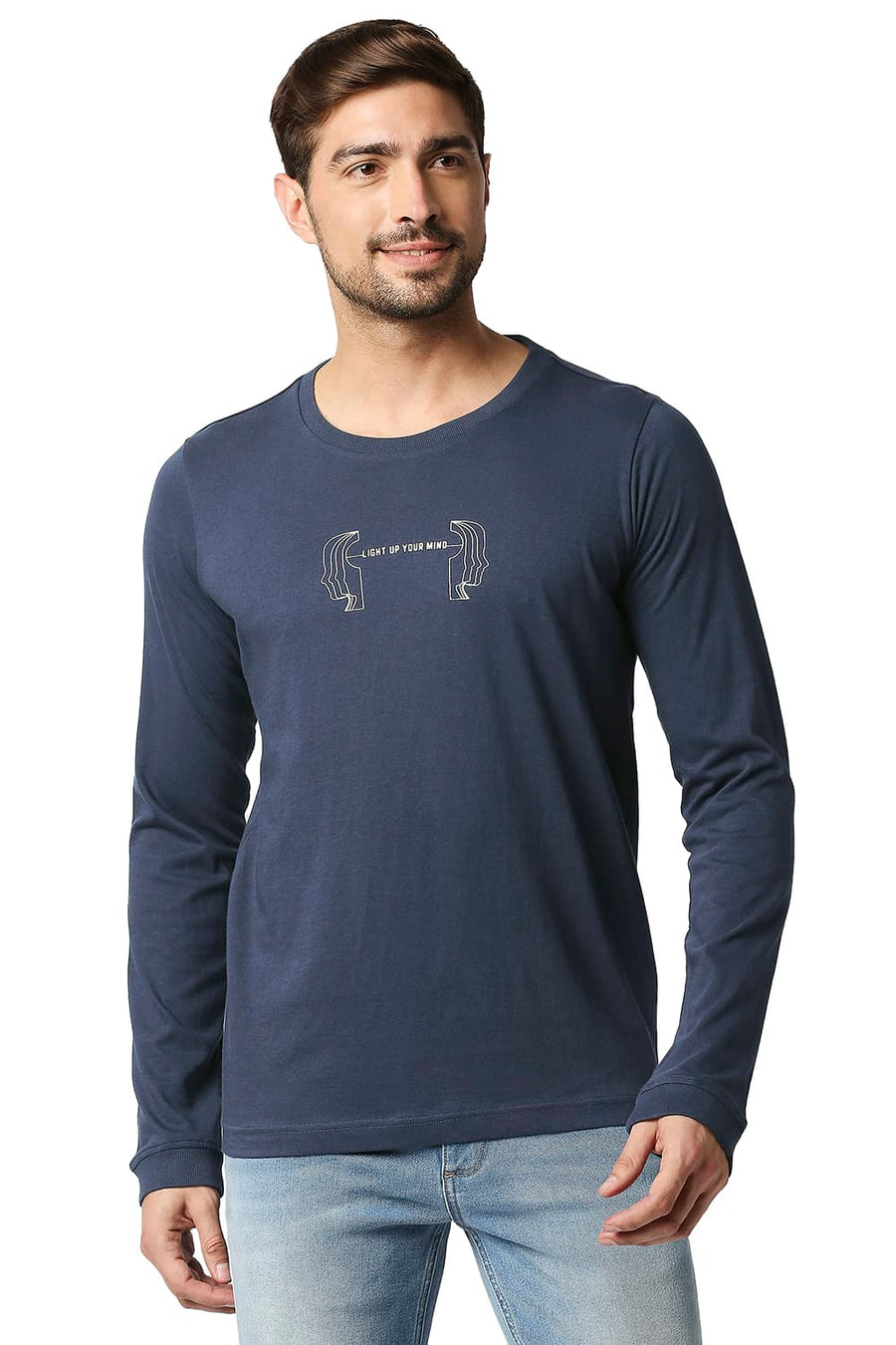BASICS MUSCLE FIT MOOD INDIGO CREW T-SHIRT