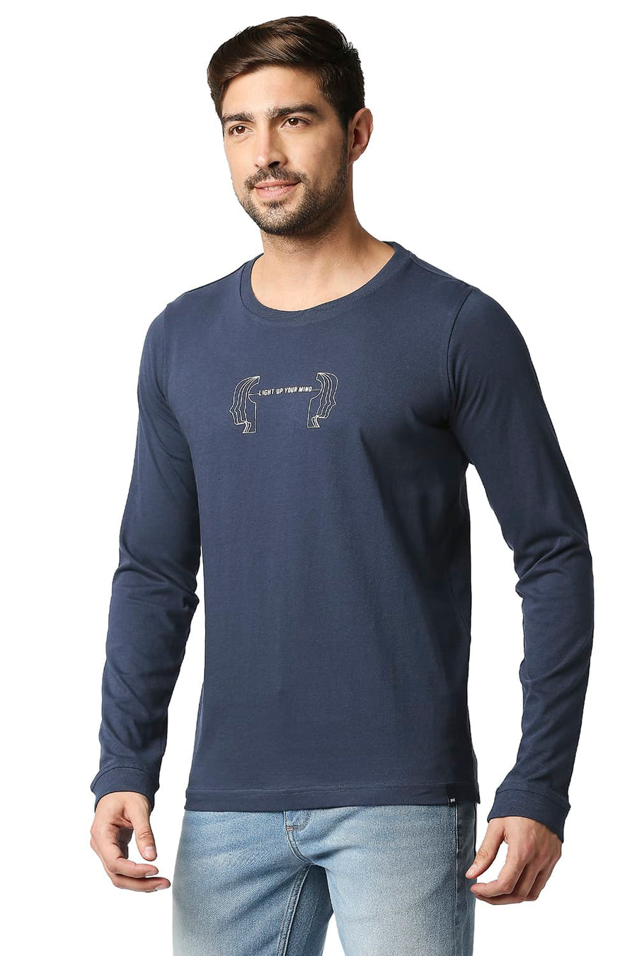BASICS MUSCLE FIT MOOD INDIGO CREW T-SHIRT