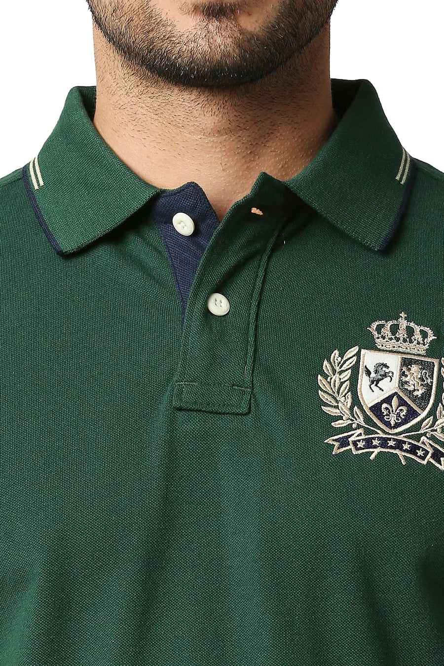 BASICS MUSCLE FIT TREKKING GREEN POLO T-SHIRT