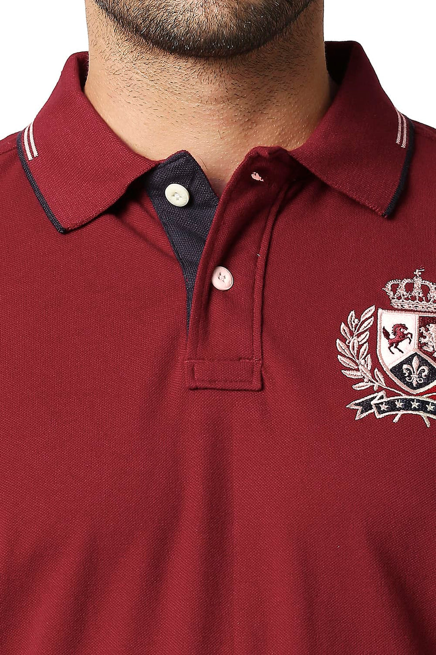 BASICS MUSCLE FIT RHUBARB POLO T-SHIRT