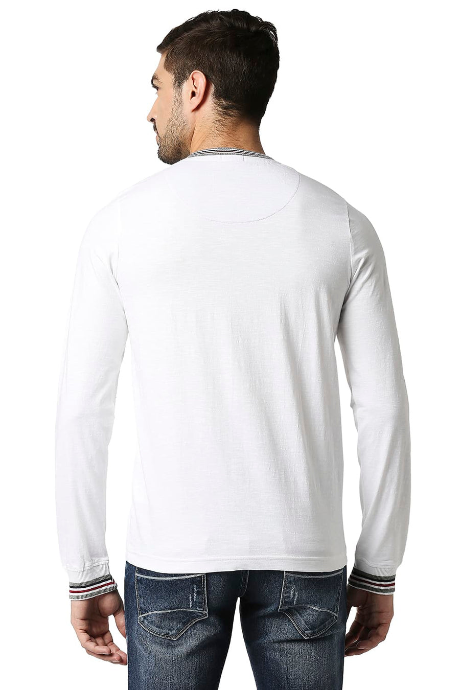 BASICS MUSCLE FIT BRIGHT WHITE HENLEY T-SHIRT