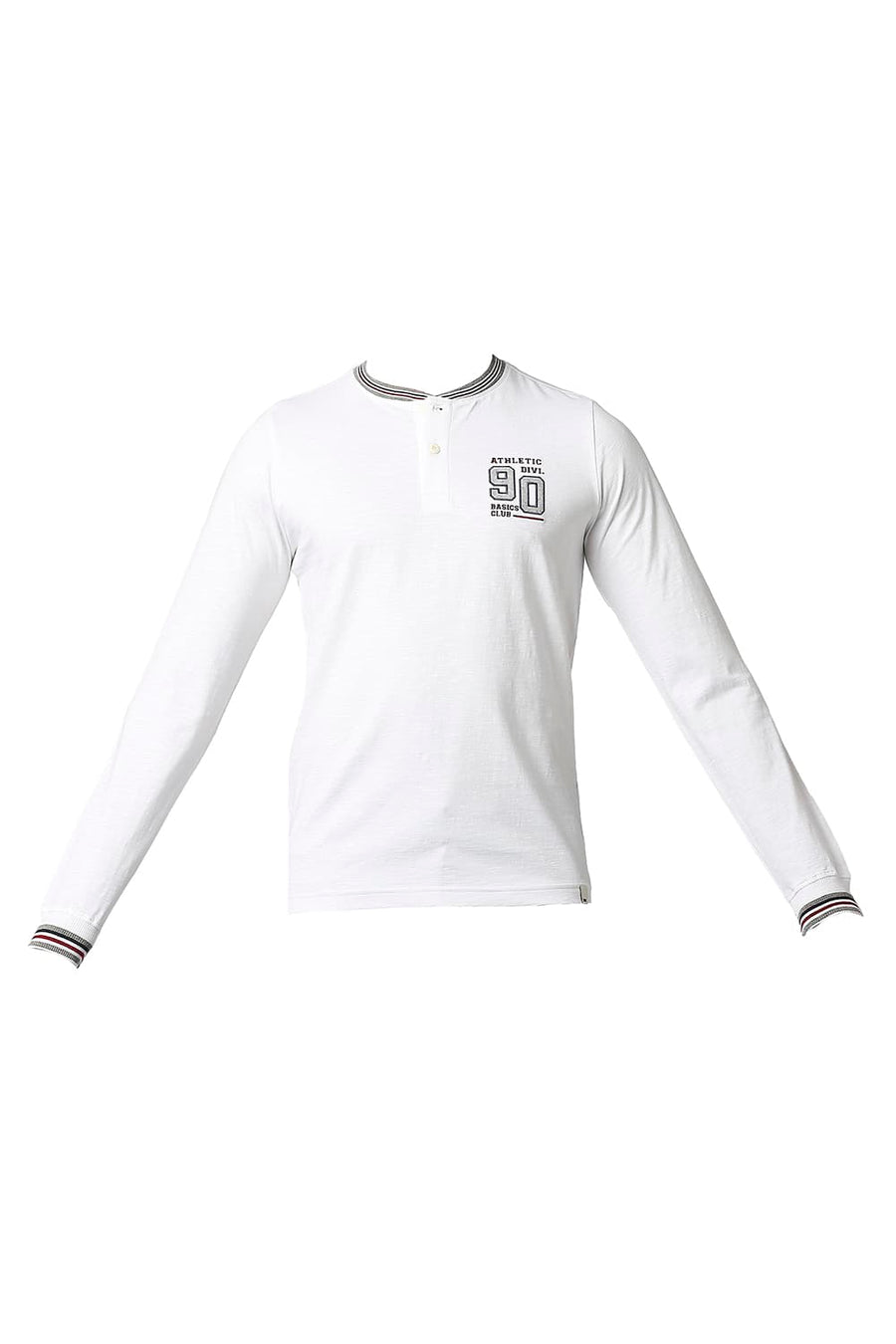 BASICS MUSCLE FIT BRIGHT WHITE HENLEY T-SHIRT
