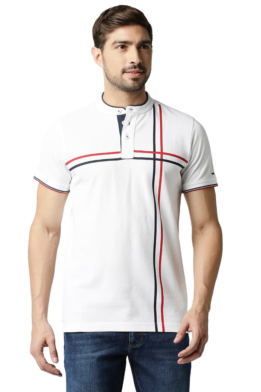 BASICS MUSCLE FIT BRIGHT WHITE POLO T-SHIRT