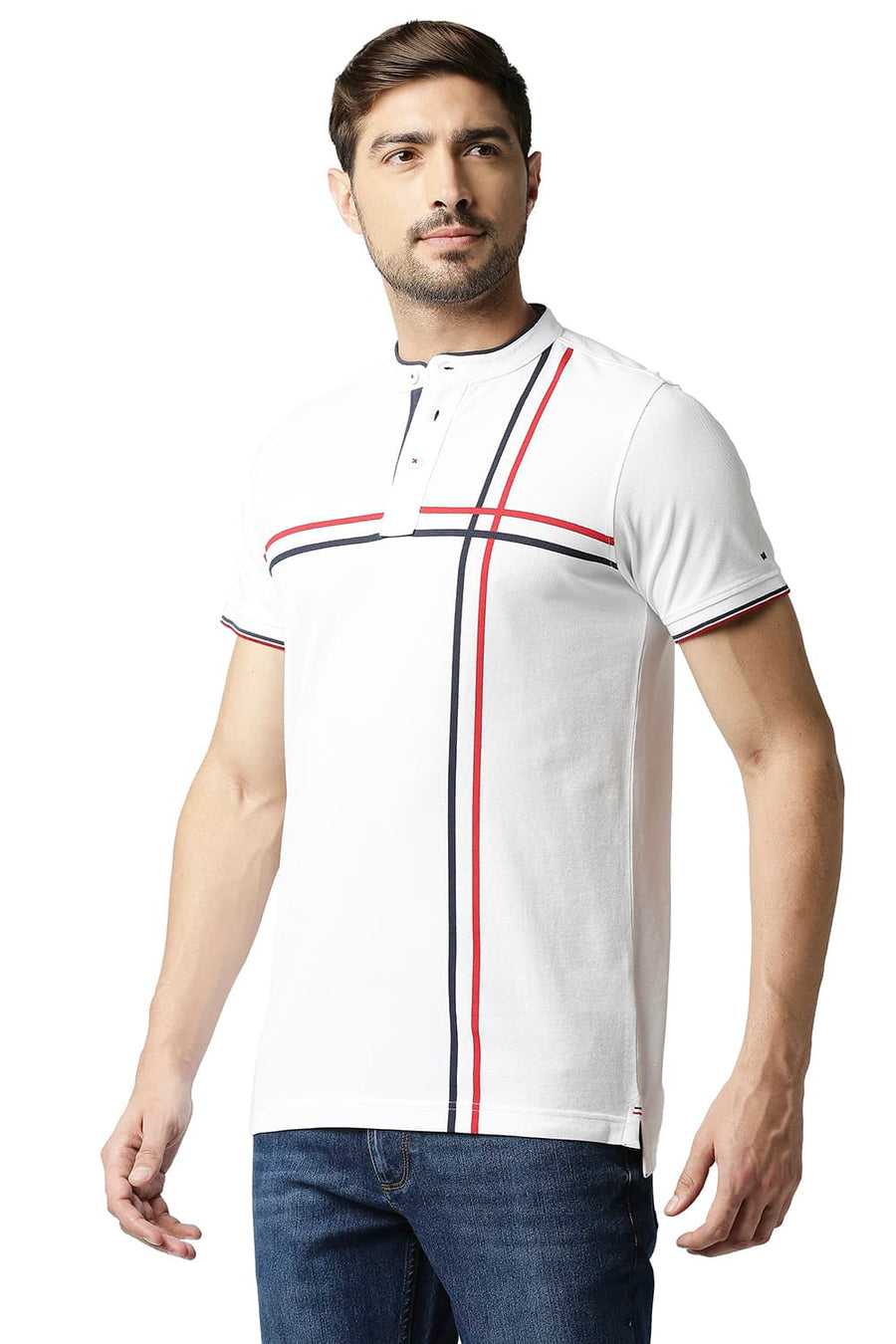 BASICS MUSCLE FIT BRIGHT WHITE POLO T-SHIRT