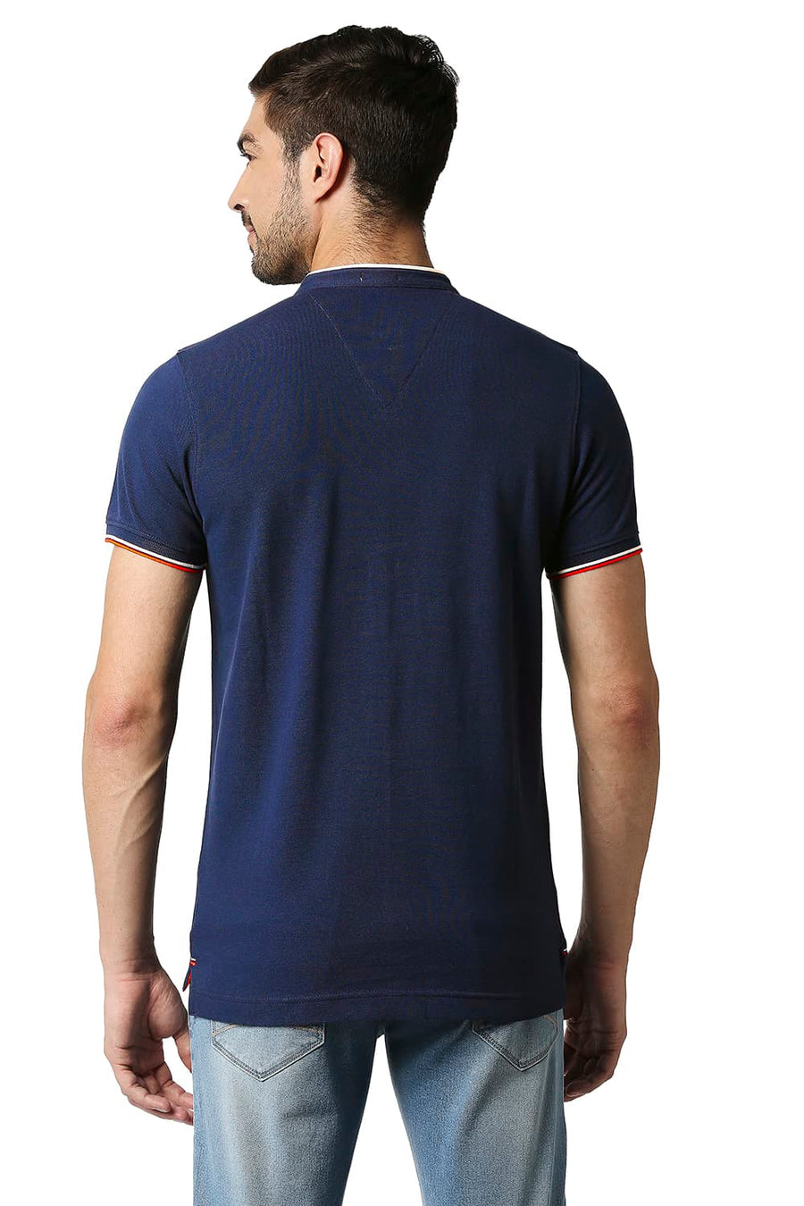 BASICS MUSCLE FIT PAGEANT BLUE POLO T-SHIRT