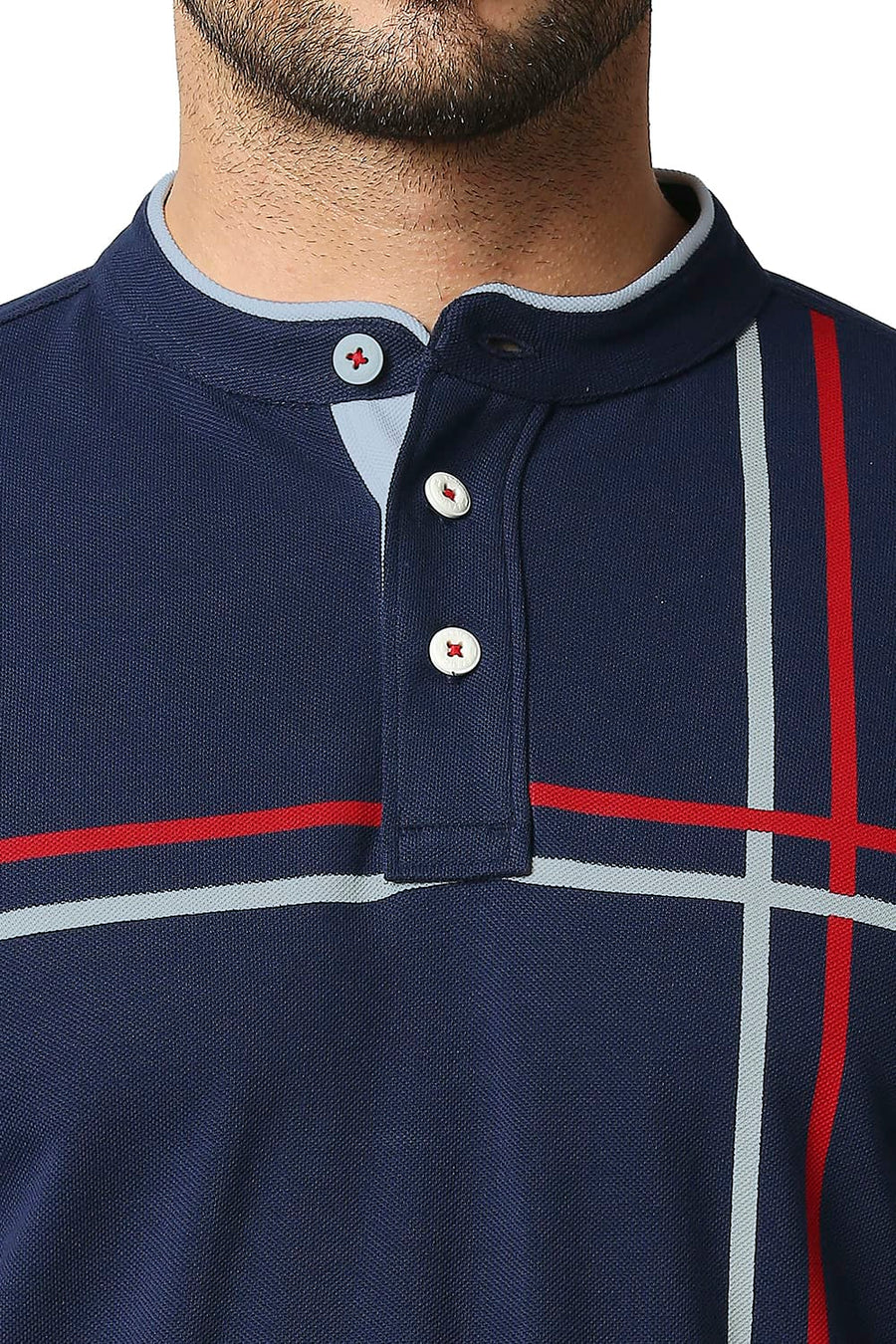 BASICS MUSCLE FIT PAGEANT BLUE POLO T-SHIRT