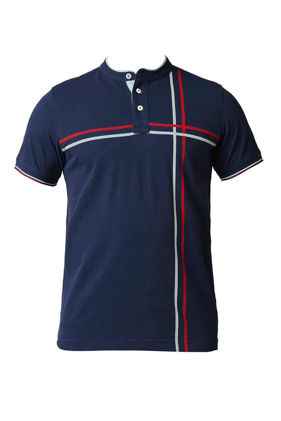 BASICS MUSCLE FIT PAGEANT BLUE POLO T-SHIRT