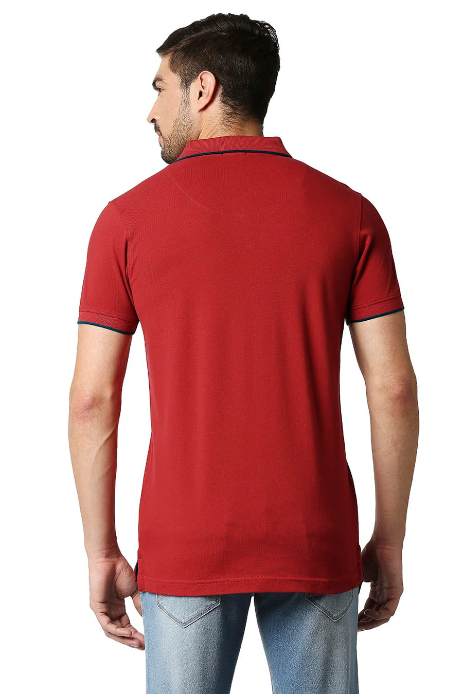 BASICS MUSCLE FIT SAVVY RED POLO T-SHIRT