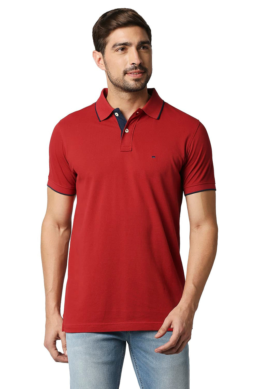BASICS MUSCLE FIT SAVVY RED POLO T-SHIRT
