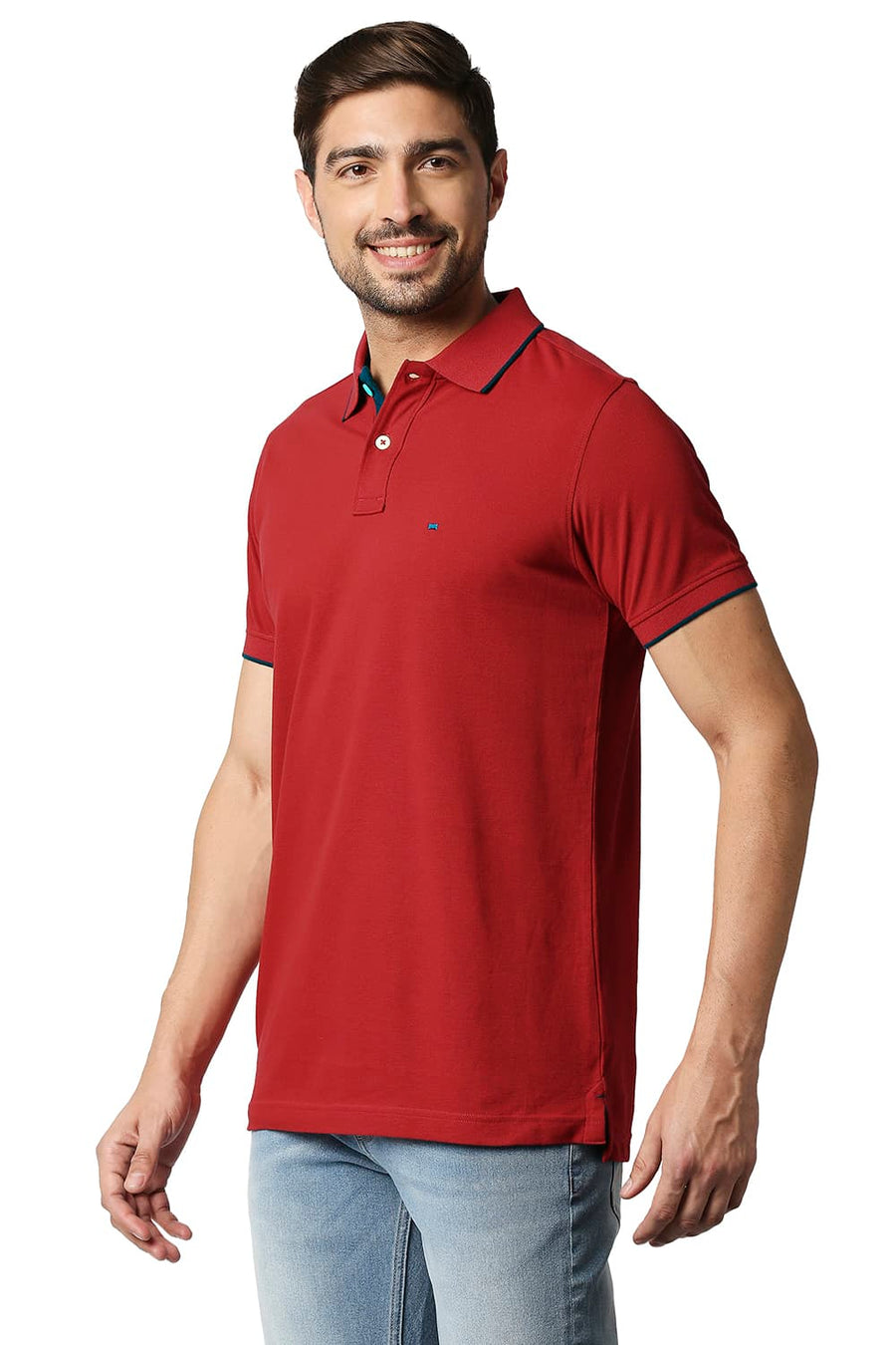 BASICS MUSCLE FIT SAVVY RED POLO T-SHIRT