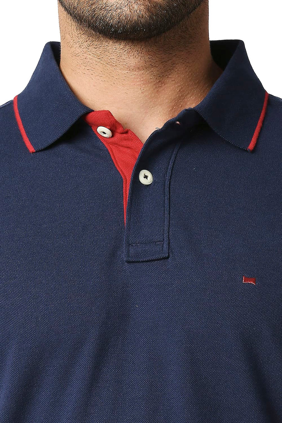 BASICS MUSCLE FIT PAGEANT BLUE POLO T-SHIRT