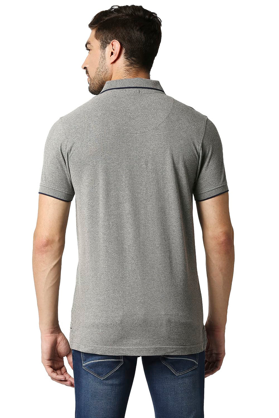 BASICS MUSCLE FIT GHOST GREY POLO T-SHIRT
