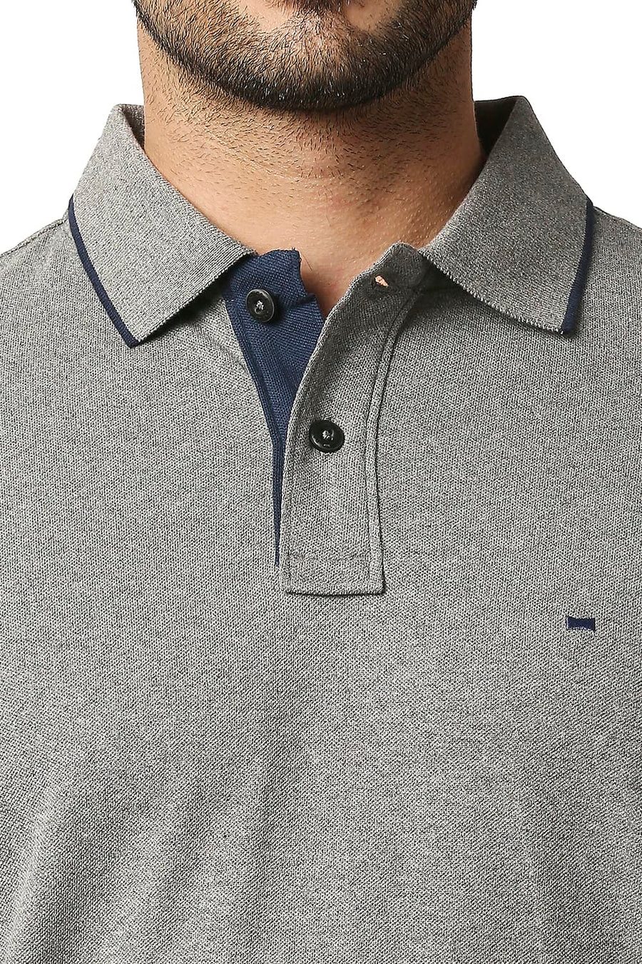 BASICS MUSCLE FIT GHOST GREY POLO T-SHIRT