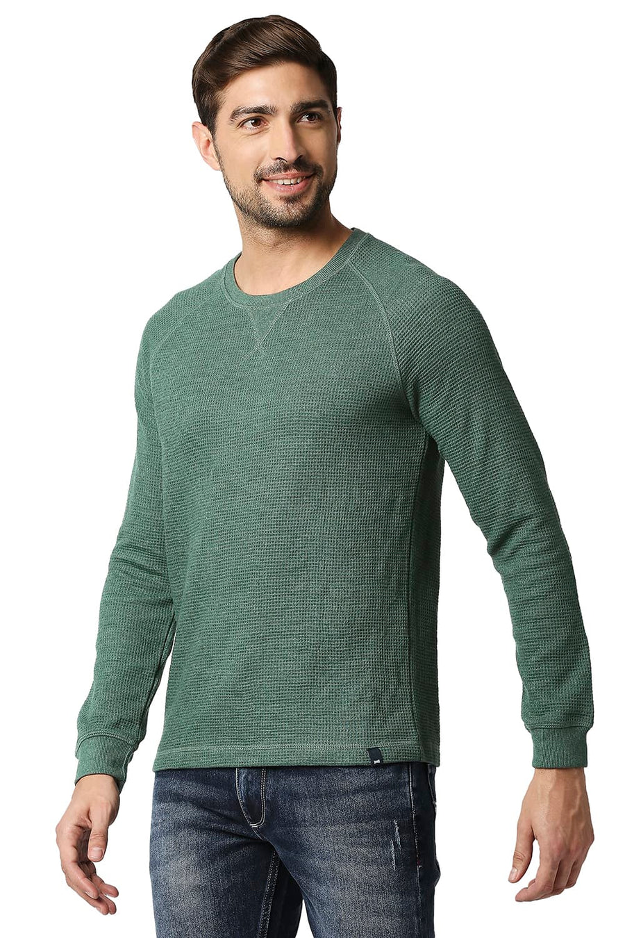 BASICS MUSCLE FIT PINENEEDLE HEATHER CREW T-SHIRT