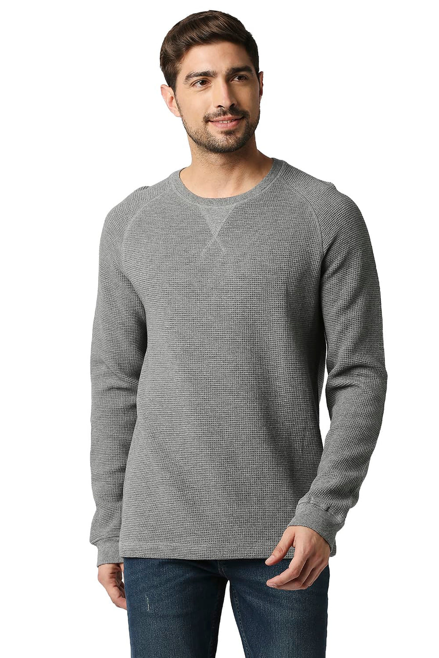 BASICS MUSCLE FIT FROST GREY CREW T-SHIRT