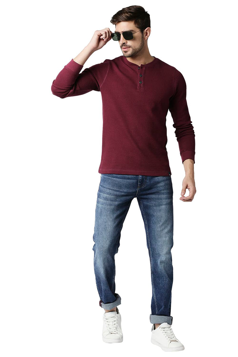 BASICS MUSCLE FIT HENLEY T-SHIRT