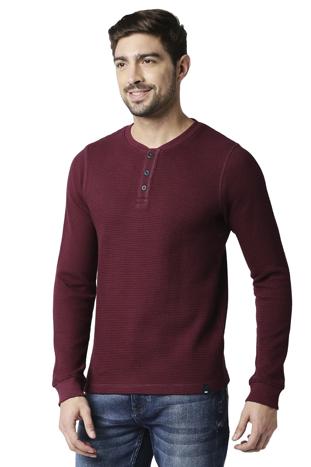 BASICS MUSCLE FIT HENLEY T-SHIRT